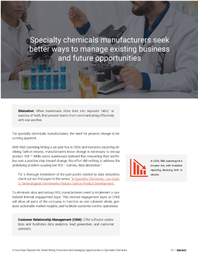 A Four-Step Playbook for Streamlining Production and Managing
Opportunities in Specialty Chemicals
Left